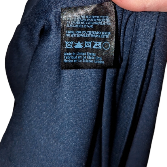 BHLDN Lyra V Neck Faux Wrap Crepe Midi Dress Navy Blue Stretch Wedding Party - Picture 11 of 12